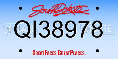 QI38978 South Dakota License Plate