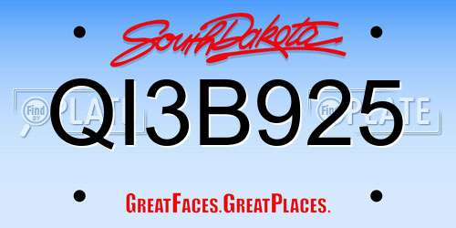 QI3B925 South Dakota License Plate