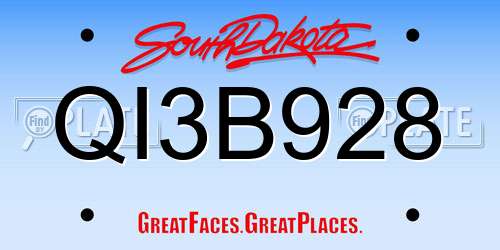 QI3B928 South Dakota License Plate