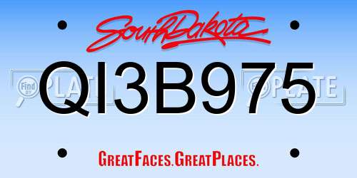 QI3B975 South Dakota License Plate