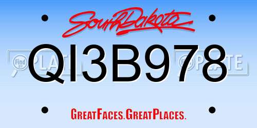 QI3B978 South Dakota License Plate