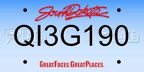 QI3G190 South Dakota License Plate