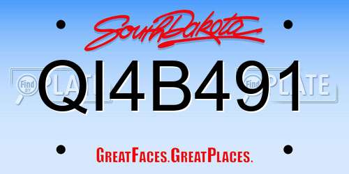 QI4B491 South Dakota License Plate