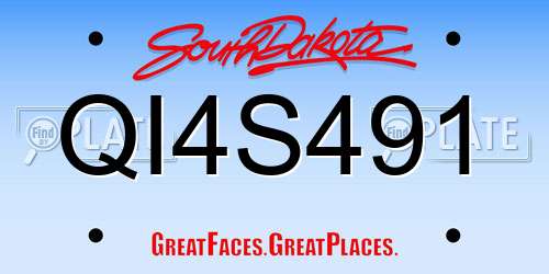 QI4S491 South Dakota License Plate