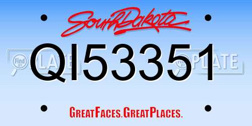 QI53351 South Dakota License Plate