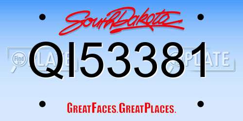 QI53381 South Dakota License Plate
