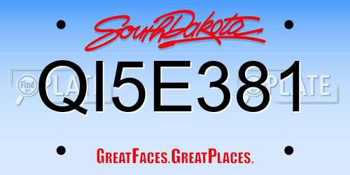 QI5E381 South Dakota License Plate