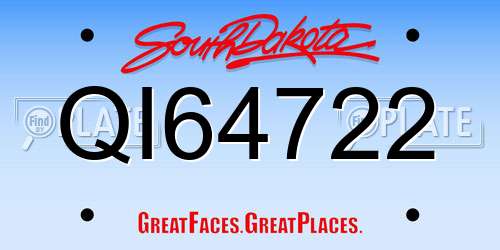 QI64722 South Dakota License Plate