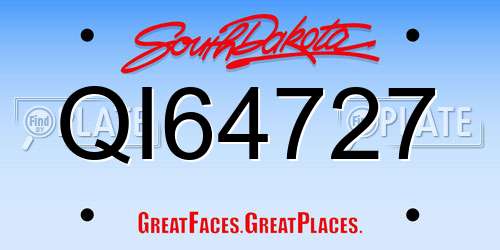 QI64727 South Dakota License Plate
