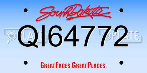QI64772 South Dakota License Plate