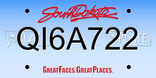 QI6A722 South Dakota License Plate
