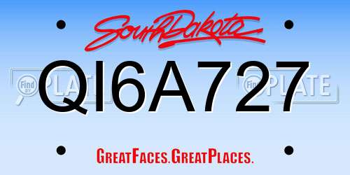 QI6A727 South Dakota License Plate