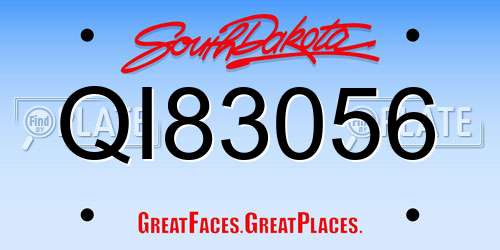 QI83056 South Dakota License Plate