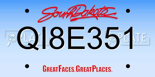 QI8E351 South Dakota License Plate
