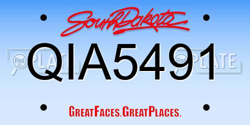 QIA5491 South Dakota License Plate