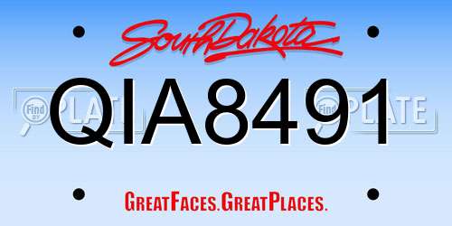 QIA8491 South Dakota License Plate