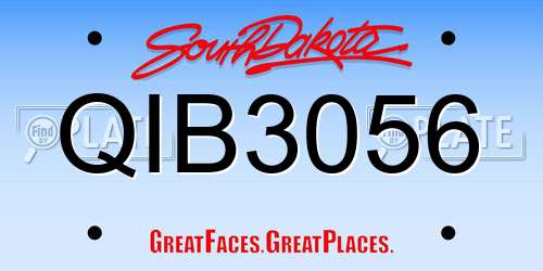 QIB3056 South Dakota License Plate