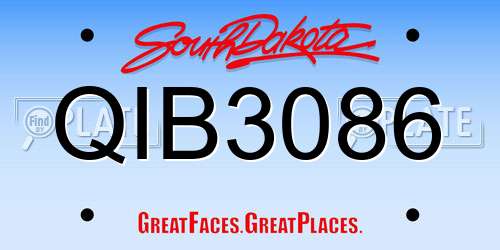 QIB3086 South Dakota License Plate