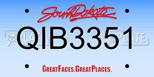 QIB3351 South Dakota License Plate