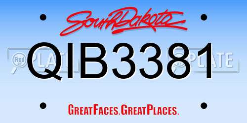QIB3381 South Dakota License Plate