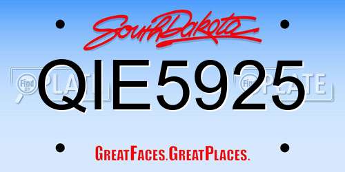 QIE5925 South Dakota License Plate