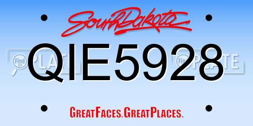 QIE5928 South Dakota License Plate