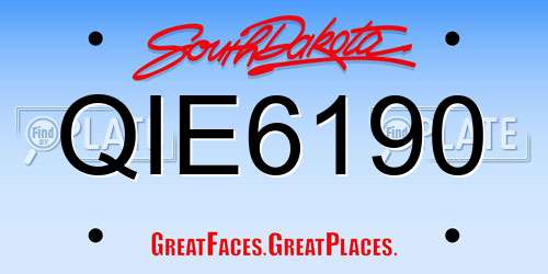 QIE6190 South Dakota License Plate