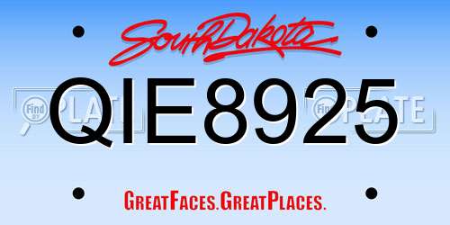 QIE8925 South Dakota License Plate