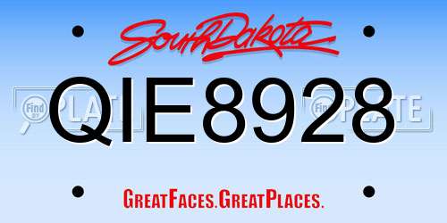 QIE8928 South Dakota License Plate