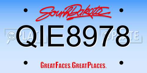 QIE8978 South Dakota License Plate