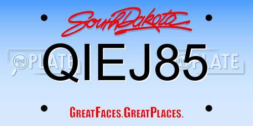 QIEJ85 South Dakota License Plate