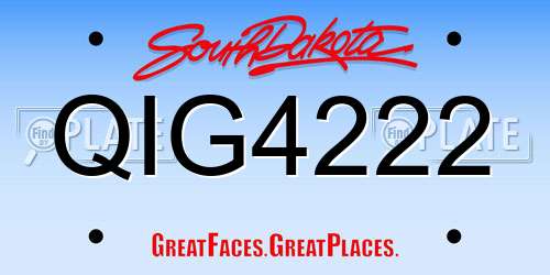 QIG4222 South Dakota License Plate