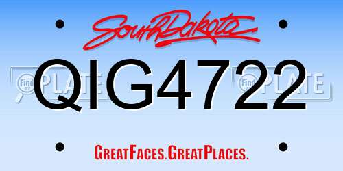 QIG4722 South Dakota License Plate