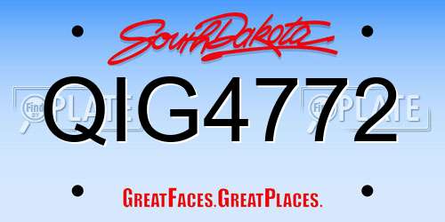 QIG4772 South Dakota License Plate