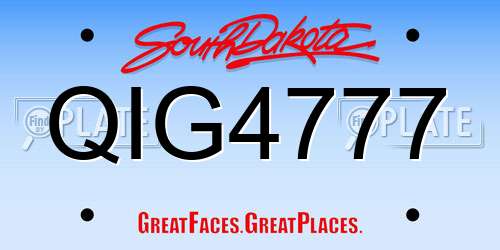 QIG4777 South Dakota License Plate