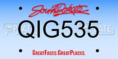 QIG535 South Dakota License Plate