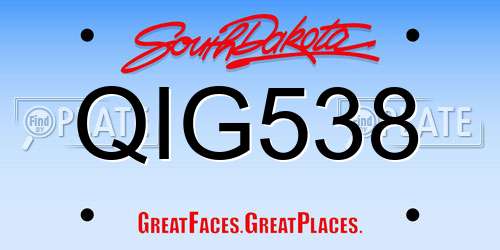 QIG538 South Dakota License Plate