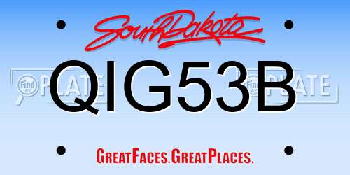 QIG53B South Dakota License Plate