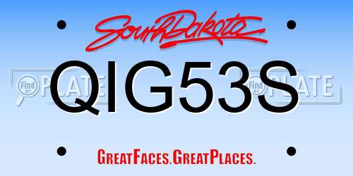 QIG53S South Dakota License Plate
