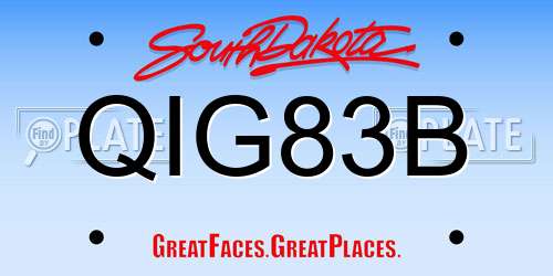 QIG83B South Dakota License Plate