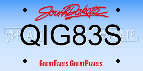 QIG83S South Dakota License Plate