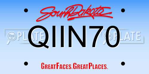 QIIN70 South Dakota License Plate