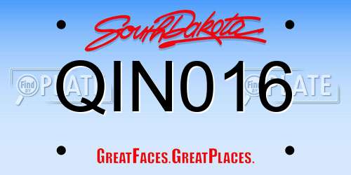 QIN016 South Dakota License Plate