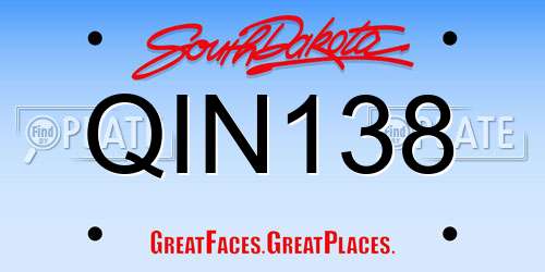 QIN138 South Dakota License Plate