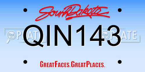 QIN143 South Dakota License Plate