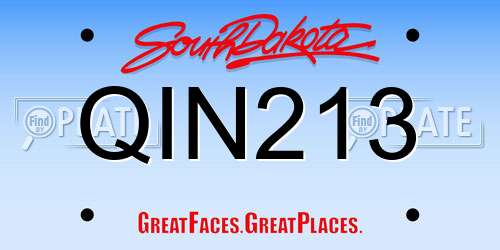 QIN213 South Dakota License Plate