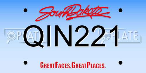 QIN221 South Dakota License Plate