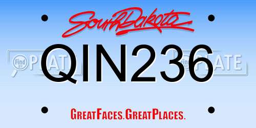 QIN236 South Dakota License Plate
