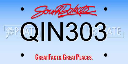 QIN303 South Dakota License Plate