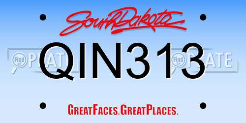 QIN313 South Dakota License Plate